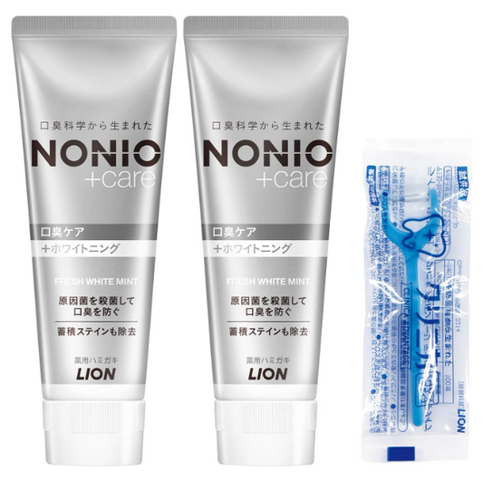 NONIO(ノニオ) プラス ホワイトニングハミガキ 歯磨き粉 130g×2個+Y字フロス付き